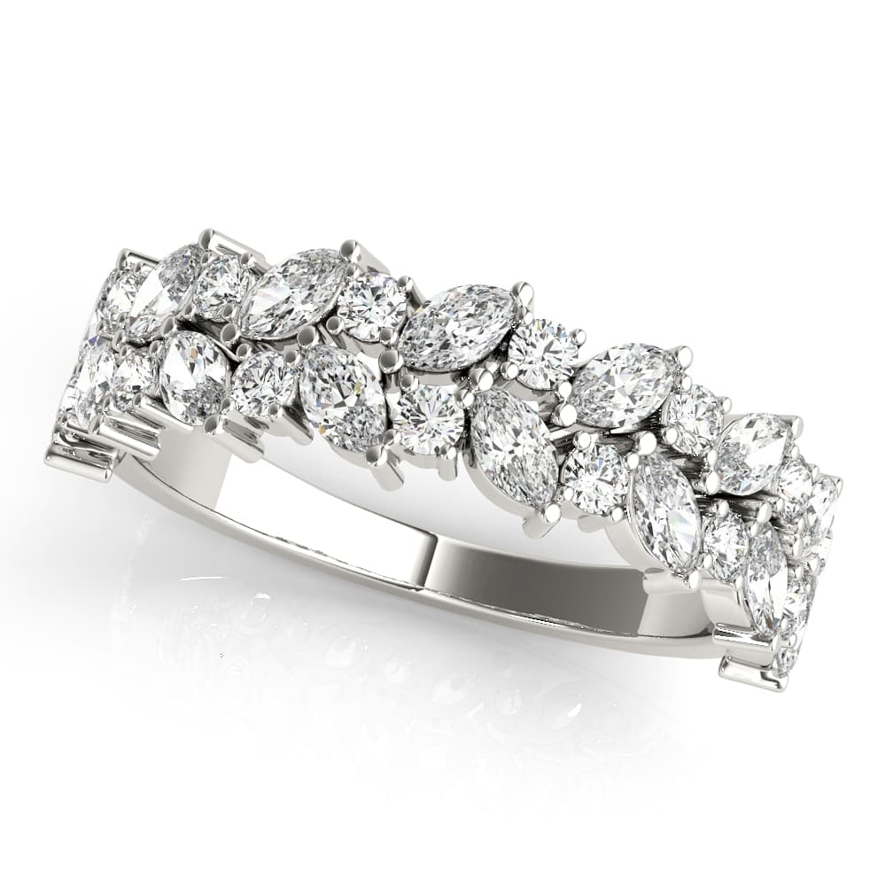 Fancy Shape Melee Wedding Band in White 14kt gold