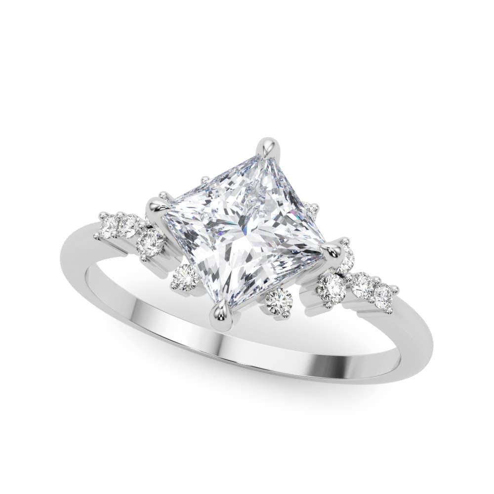 Round Diamond Scatter Rings Engagement Ring in White 14kt gold