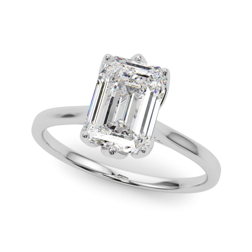 Emerald Nature Inspired Engagement Ring in White 14kt gold