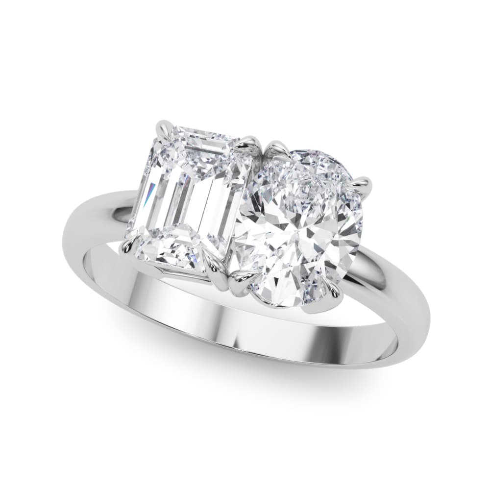 Oval Two-Stone Rings Engagement Ring in White 14kt gold