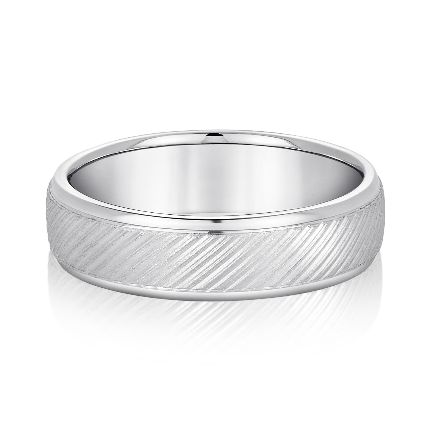 Fancy Carved Wedding Band preview in White 14kt gold