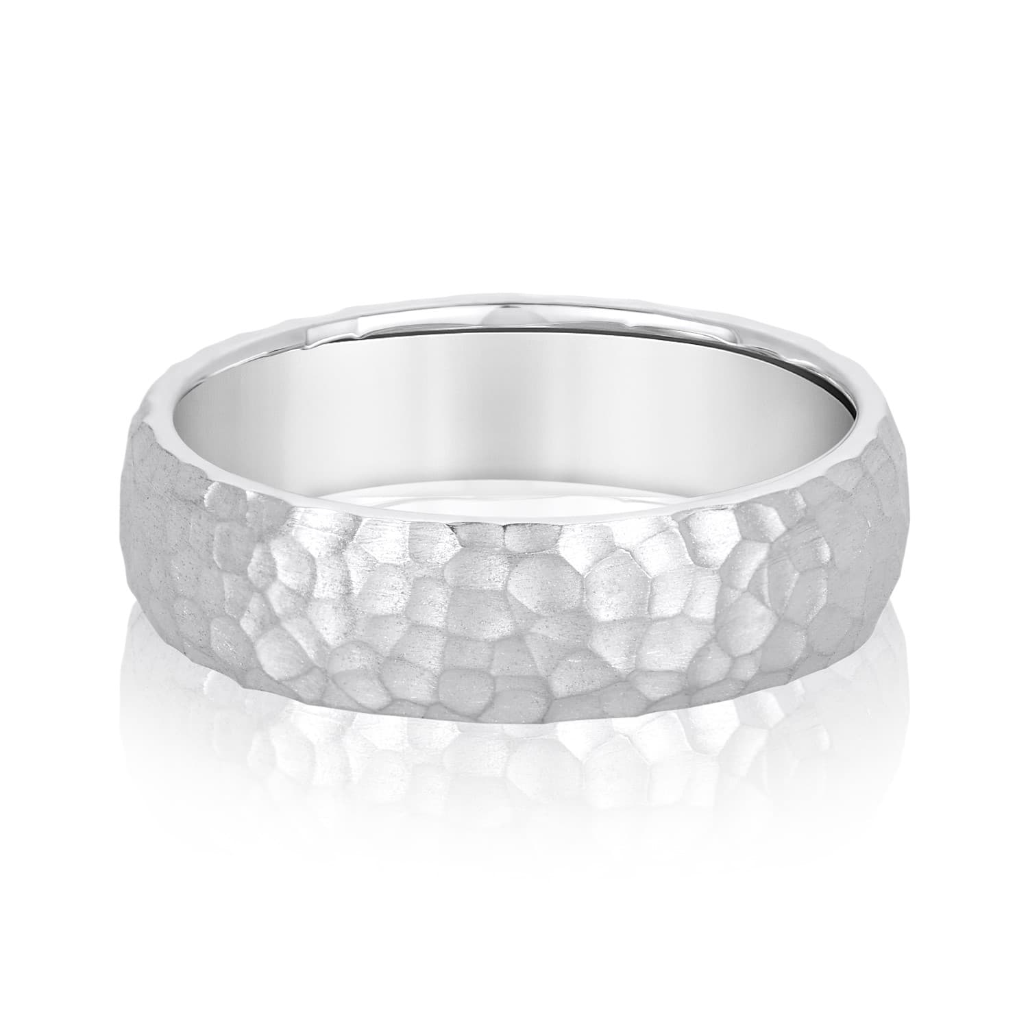 Hammered Finish Wedding Band preview in White 14kt gold