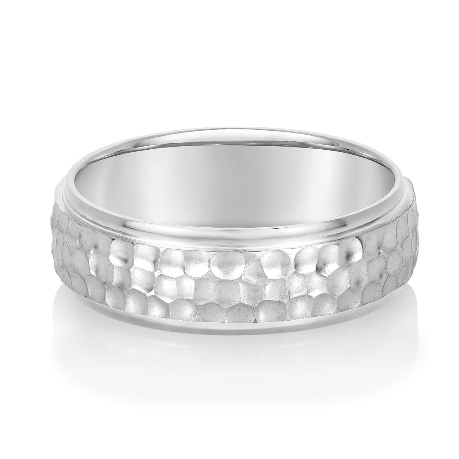 Hammered Finish Wedding Band preview in White 14kt gold